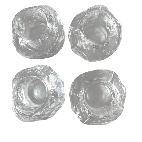 KOSTA BODA Ann Wolff Snowball Candle Holders Votive 4 pc Set L SWEDEN With Box - Picture 6 of 11